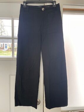 Anthropologie Black Cropped Wide-Leg Pants